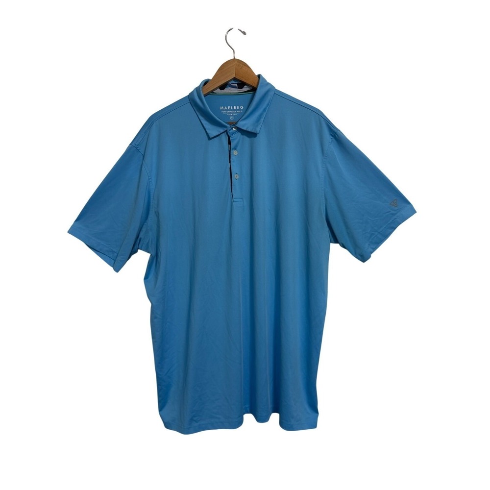 Maelreg Performance Polo Mens 2XL Blue Short Sleeve Moisture Wicking Stretch